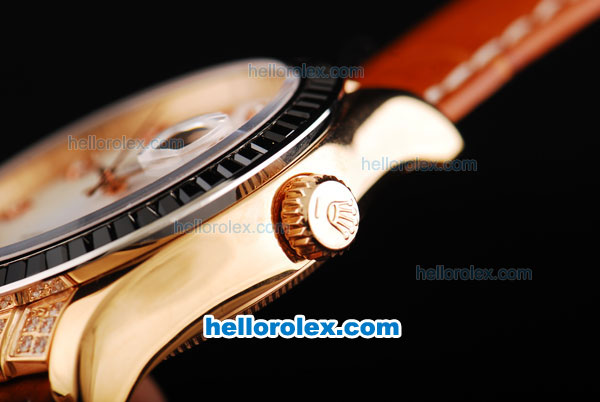 Rolex Datejust Swiss ETA 2836 Automatic Movement White Dial with Dimond Markers-Black Diamond Bezel - Click Image to Close